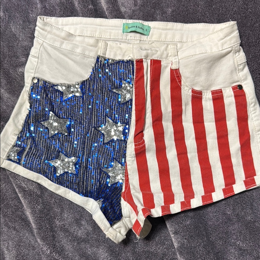 Patriotic 4th of July Sequin Flag Shorts